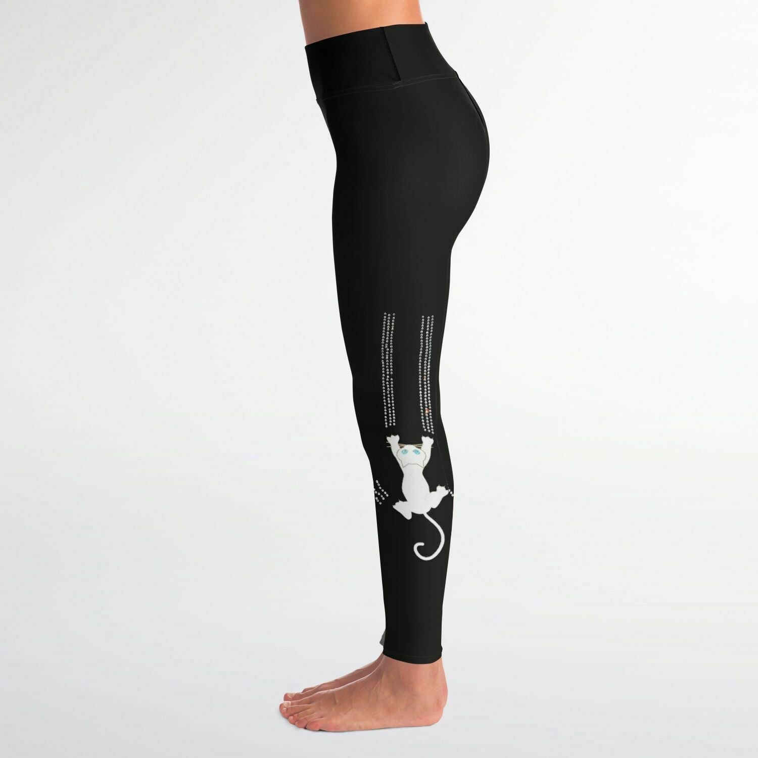 Black Cat Claw Scratch Capri Leggings Rhinestone and Glitter - Black / Cat Print / Cat Lover / Cat Pants / Cat RTS